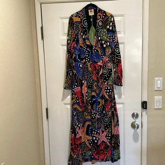 Farm Rio Under the sea maxi dress - size L - Picture 2 of 5